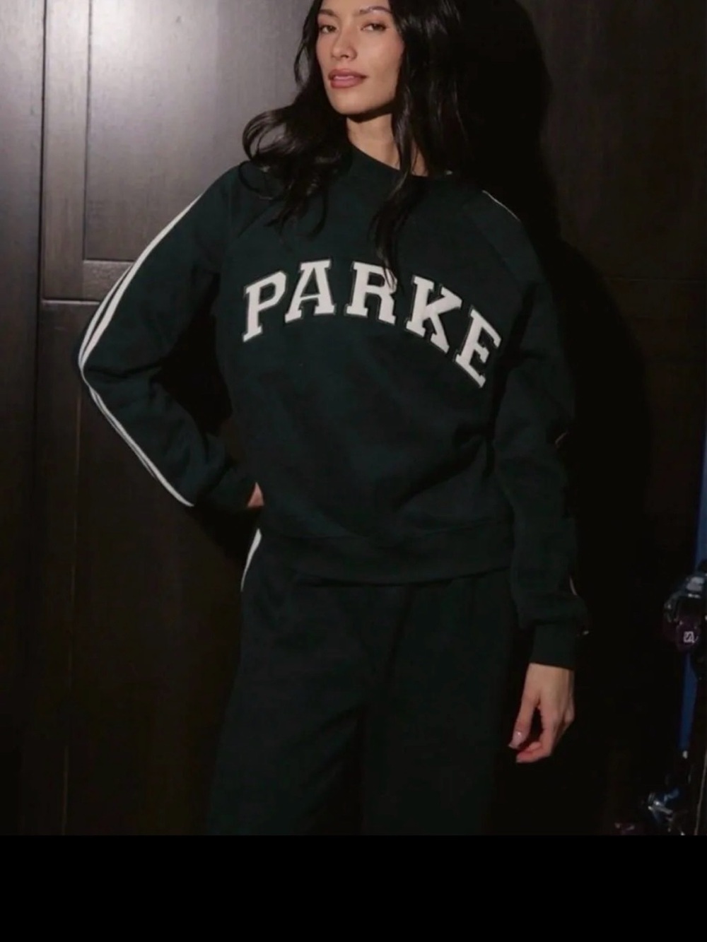 PARKE Forest Green Varsity Crewneck Sweatshirt L/XL